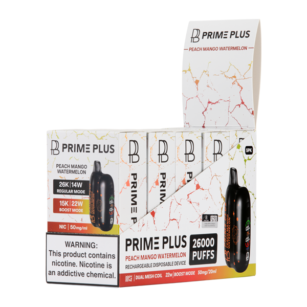 BUY 1 GET 1 FREE Peach Mango Watermelon Prime Plus 26000 | Vape Amazon India