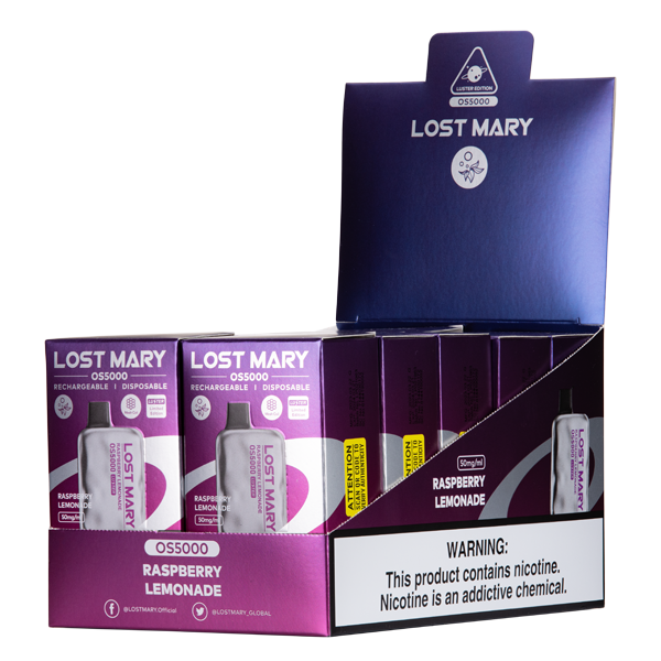 BUY 1 GET 1 FREE Raspberry Lemonade Lost Mary OS5000 Luster | Vape Amazon India
