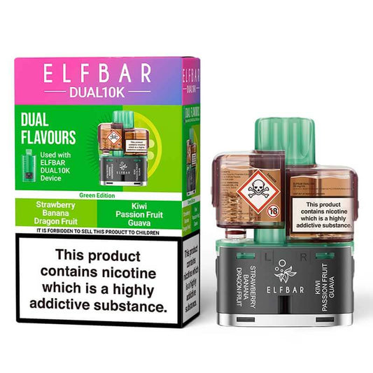 Elf Bar Dual 10K Green Edition Prefilled Pod + Refill
