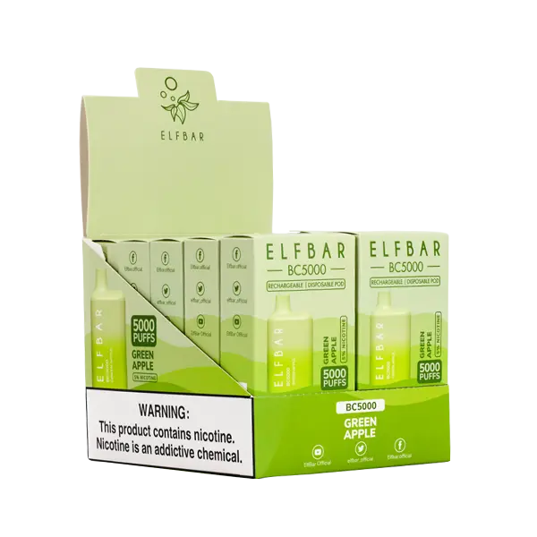 BUY 1 GET 1 FREE Green Apple Elf Bar 5000 | Vape Mumbai India EBCREATE