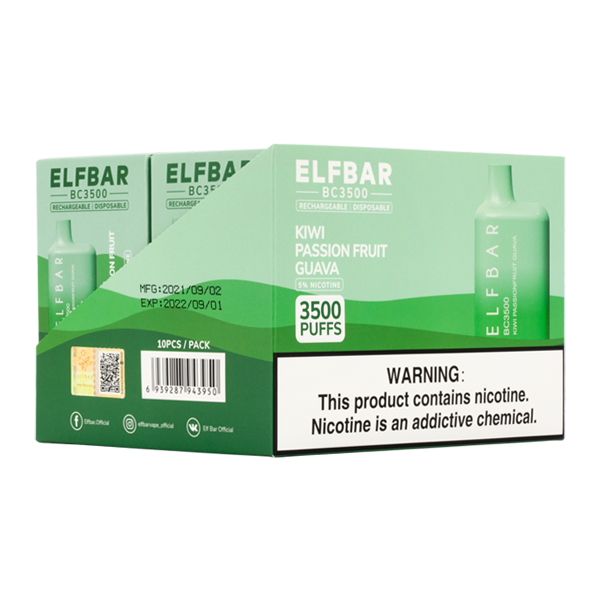 BUY 1 GET 1 FREE Kiwi Passionfruit Guava Elf Bar 3500 | Vape Amazon India