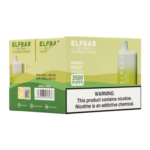 BUY 1 GET 1 FREE Mango Peach Elf Bar 3500 | Vape Amazon India