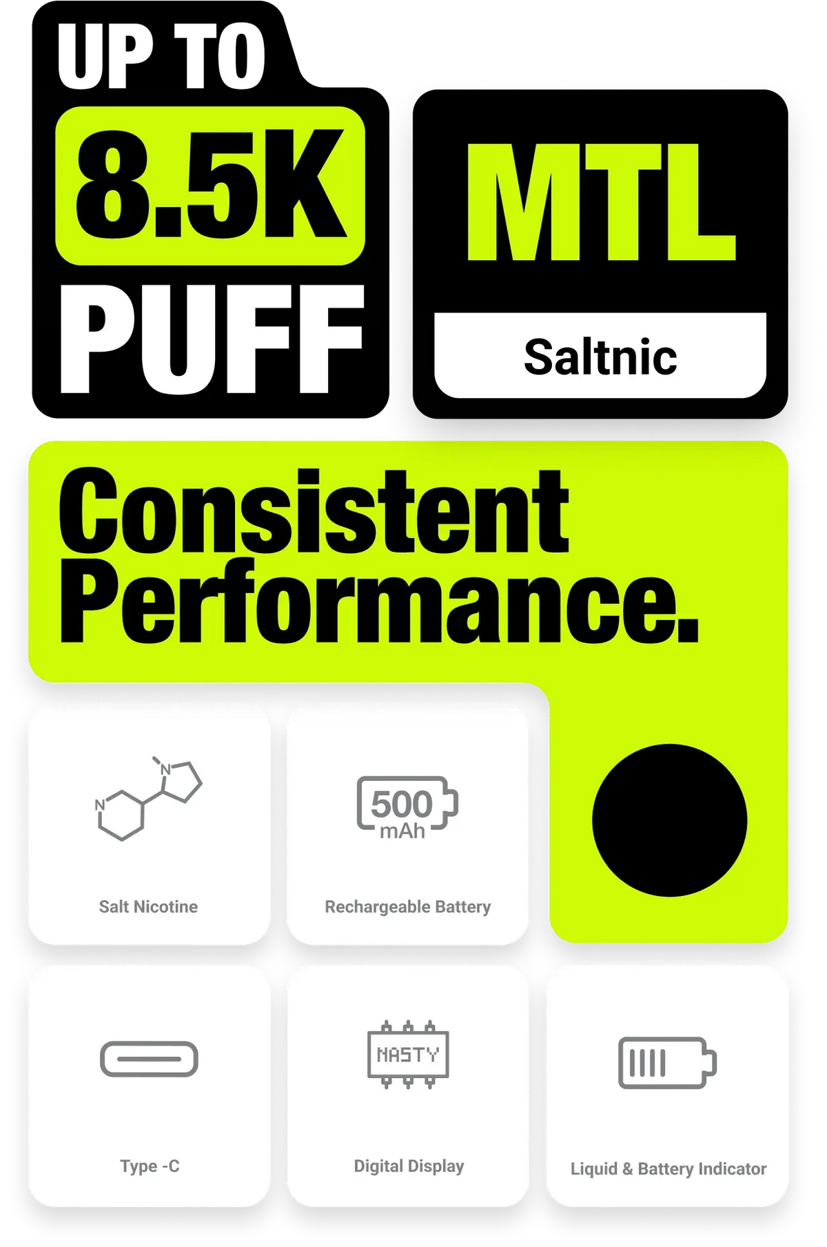 Nasty Bar Dx 8.5i 8500 Puffs | 50mg Nic Disposable | Battery & E Liquid Indicators