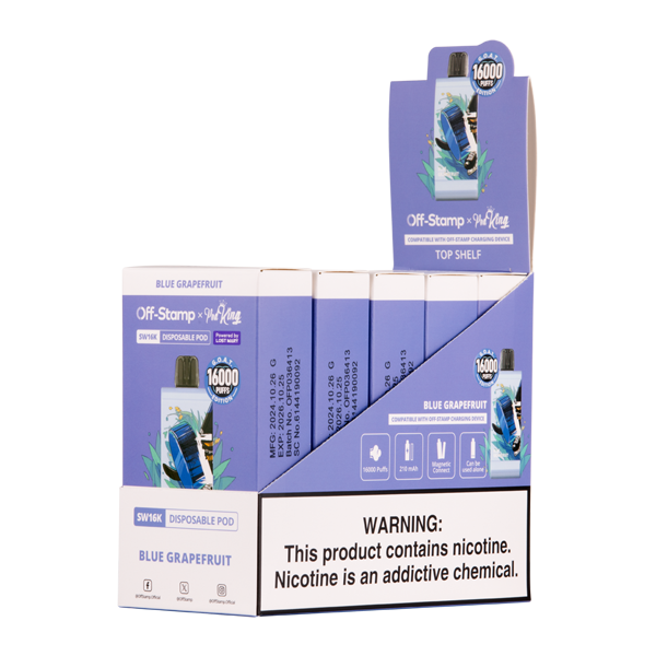 BUY 1 GET 1 FREE Blue Grapefruit Off Stamp X Pod King SW16000 Disposable | Vape Mumbai India