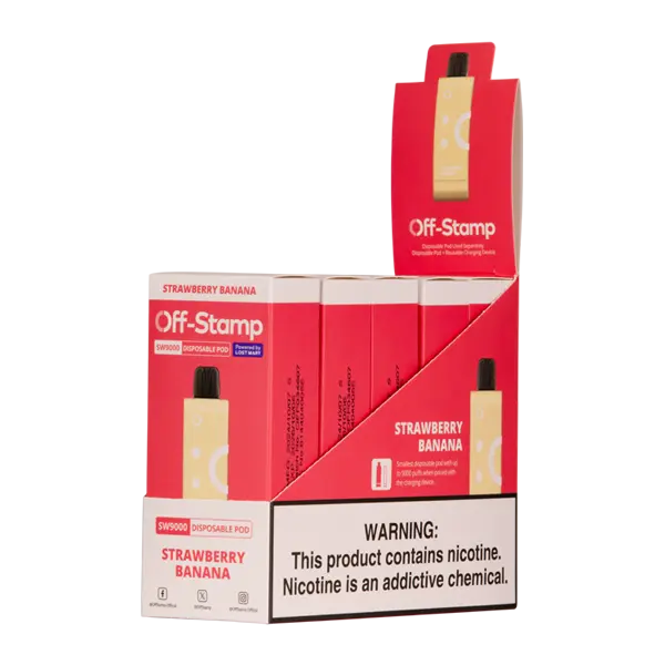 BUY 1 GET 1 FREE Strawberry Banana OFF STAMP SW9000 Disposable | Vape Mumbai India Off Stamp