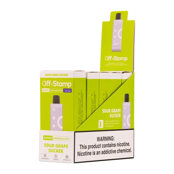 BUY 1 GET 1 FREE Sour Grape Sucker Off Stamp SW9000 Disposable | Vape Mumbai India Off Stamp