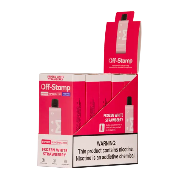 BUY 1 GET 1 FREE Frozen White Strawberry OFF STAMP SW9000 Disposable | Vape Mumbai India Off Stamp