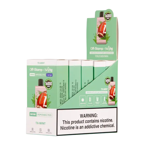 BUY 1 GET 1 FREE TX-Mint Off Stamp X Pod King SW16000 Disposable | Vape Mumbai India Off Stamp