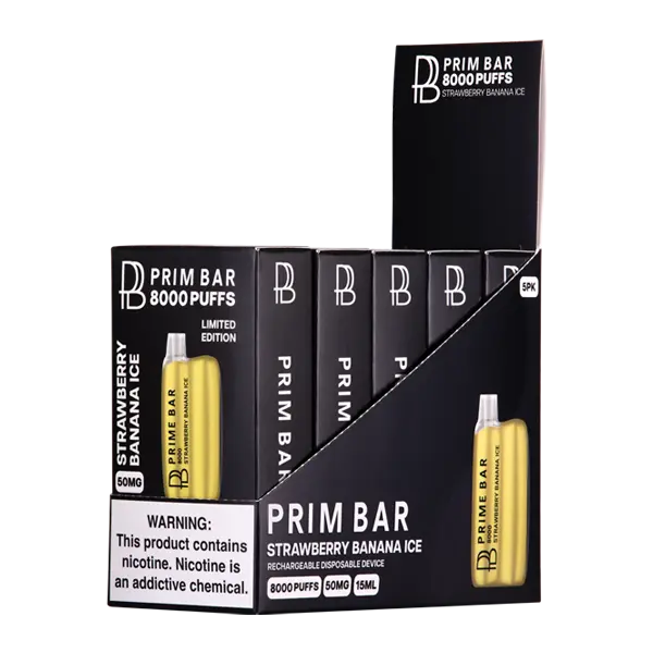 BUY 1 GET 1 FREE Strawberry Banana Ice Prime Bar 8000 | Vape Mumbai India Prime Bar