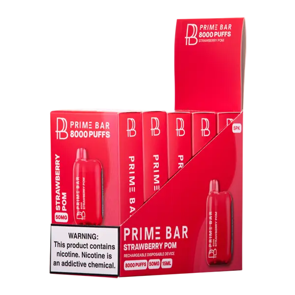 BUY 1 GET 1 FREE Strawberry Pom Prime Bar 8000 | Vape Mumbai India Prime Bar
