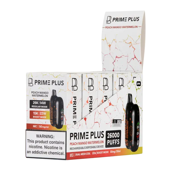 BUY 1 GET 1 FREE Peach Mango Watermelon Prime Plus 26000 | Vape Mumbai India Prime Bar