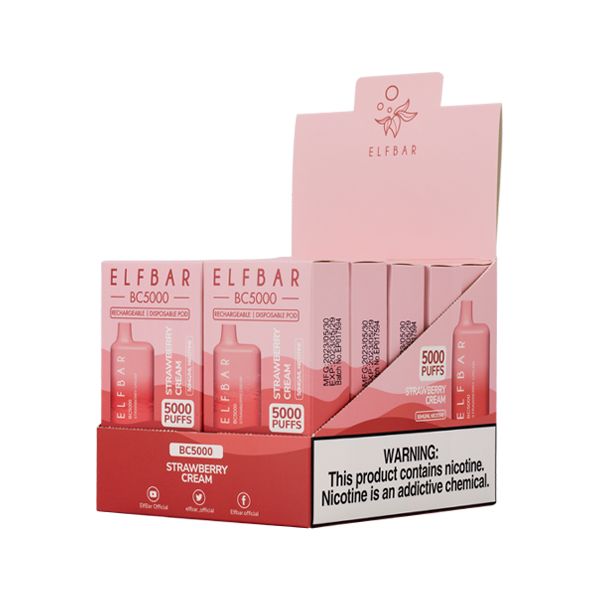 BUY 1 GET 1 FREE Strawberry Cream Elf Bar 5000 | Vape Amazon India