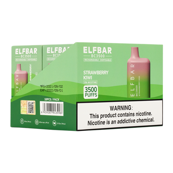 BUY 1 GET 1 FREE Strawberry Kiwi Elf Bar 3500 | Vape Amazon India