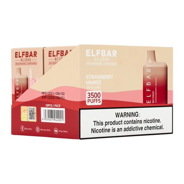 BUY 1 GET 1 FREE Strawberry Mango Elf Bar 3500 | Vape Amazon India