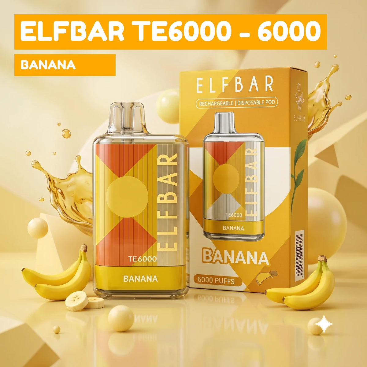 ElfBar TE6000 - 6000 disposable vape - Banana flavour