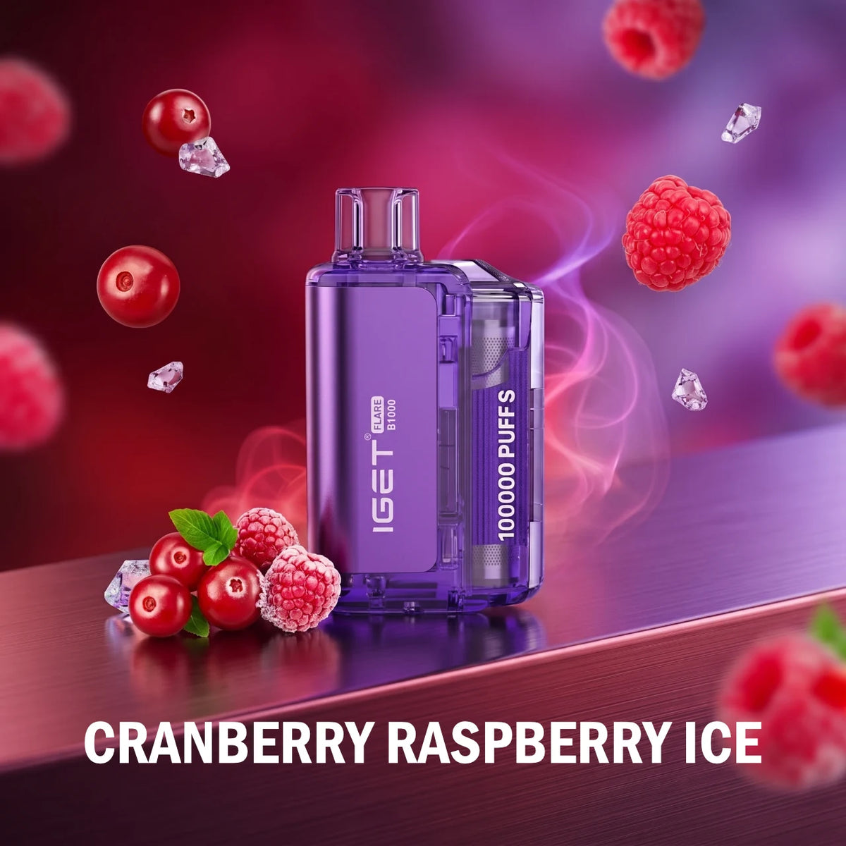 IGET FLARE B10000 disposable vape - Cranberry Raspberry Ice flavour