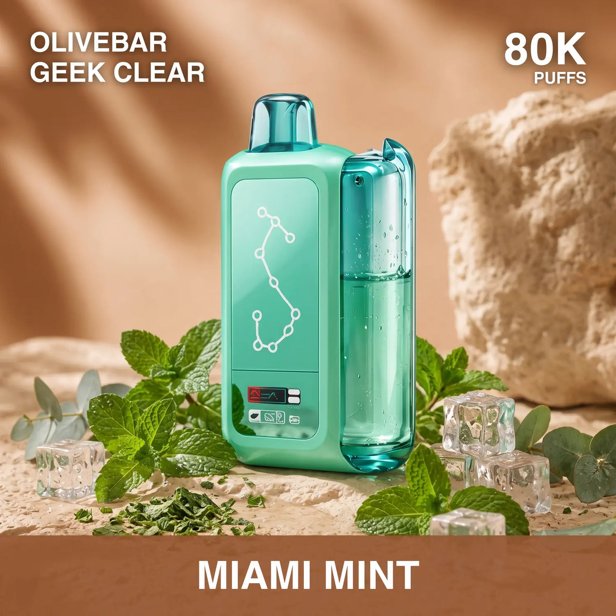 Olivebar Geek Clear 80000 disposable vape - Miami Mint flavour