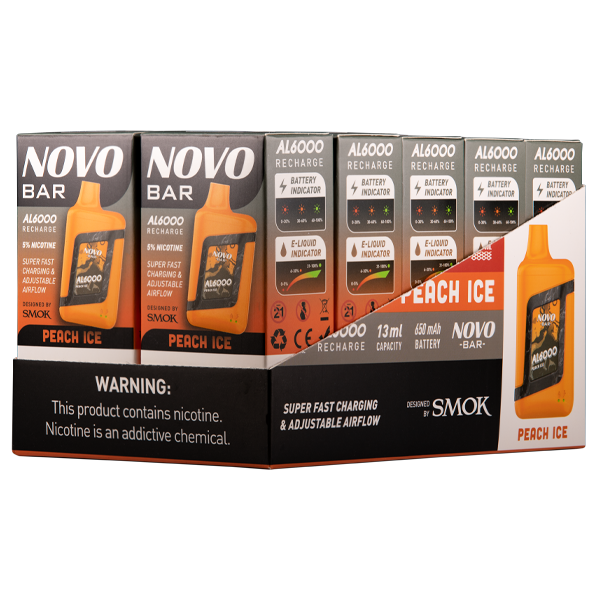 BUY 1 GET 1 FREE Peach Ice Novo Bar AL6000 | Vape Amazon India