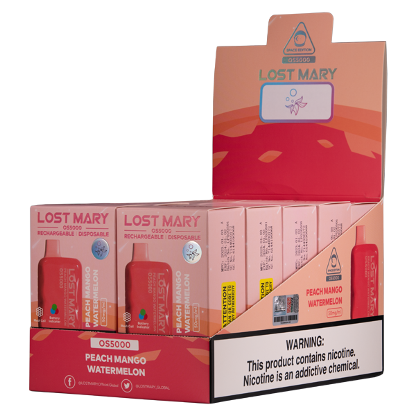 BUY 1 GET 1 FREE Peach Mango Watermelon Lost Mary OS5000 | Vape Amazon India