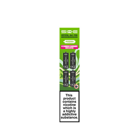 SKE Crystal 2400 4in1 Green Edition Pre-Filled Vape Pods 20mg - 4 x Pods