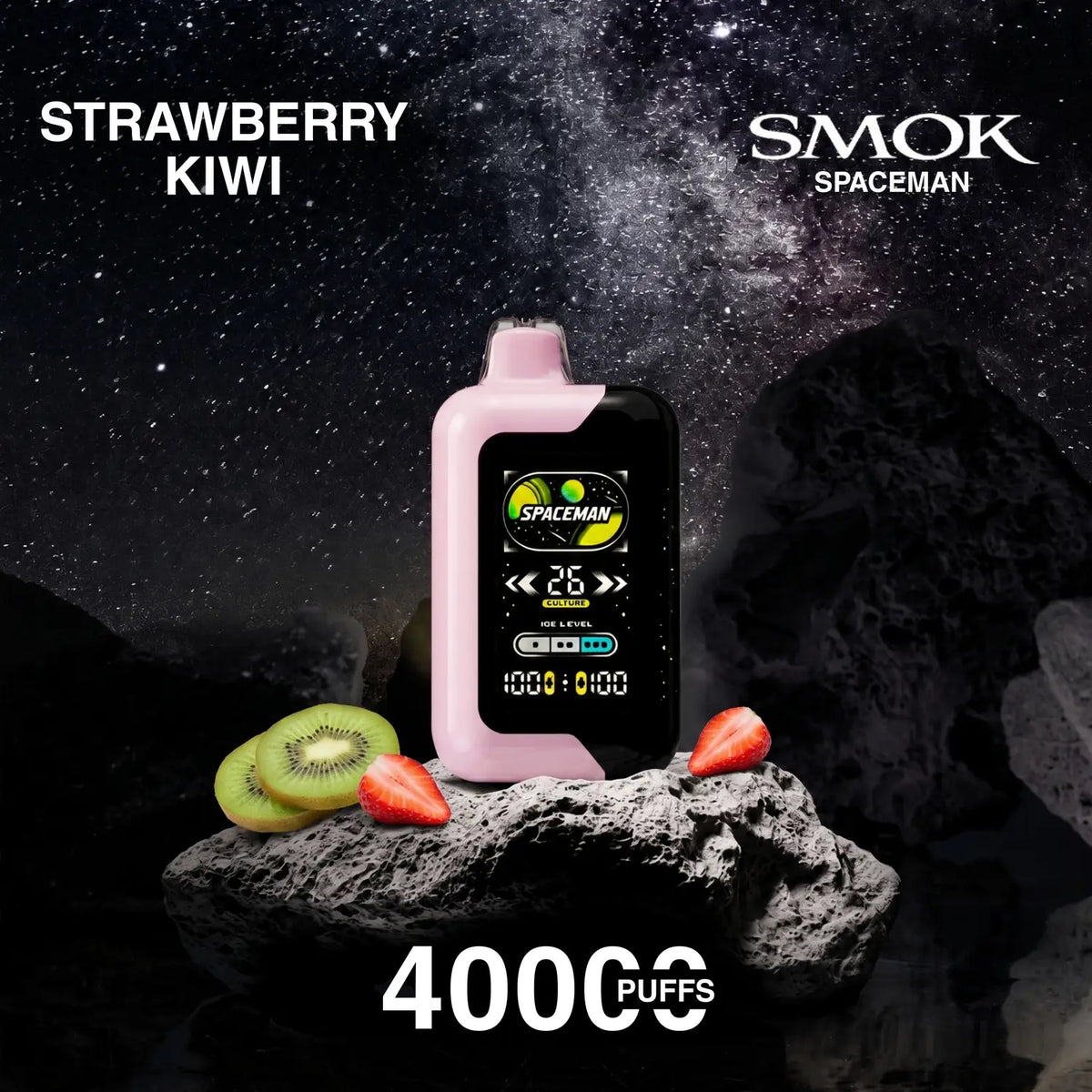 SMOK Spaceman Adjustable Ice Nic 40000 disposable vape - Strawberry Kiwi flavour