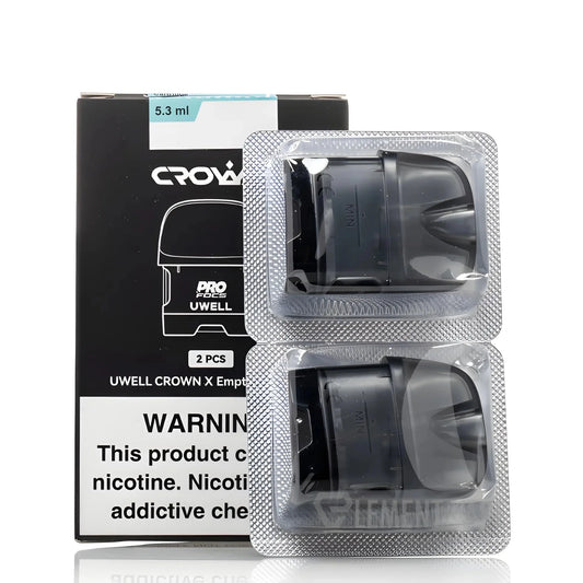 Uwell Crown X Replacement Pod Silver Foil Packaging Dense Vapor
